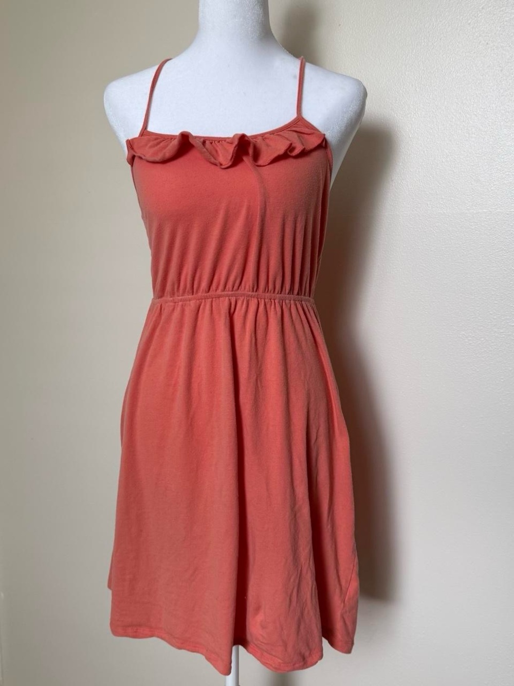 Forever 21 Coral Ruffle-Trim Spaghetti Strap Mini Dress